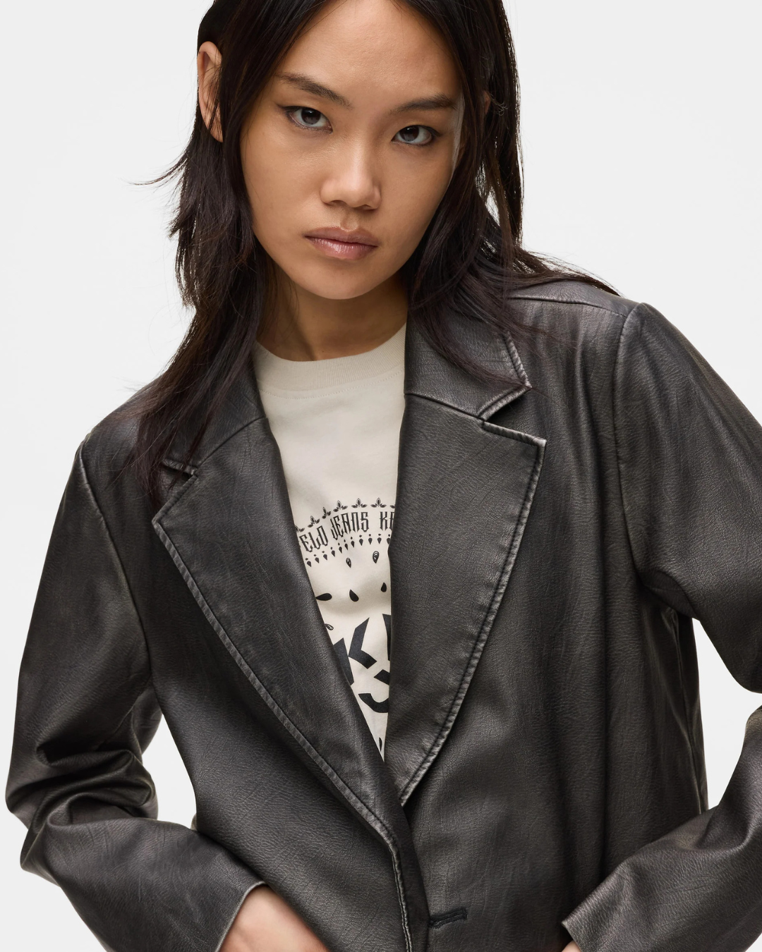 Karl Lagerfeld Jeans - Klj Distressed PU Blazer - Nero