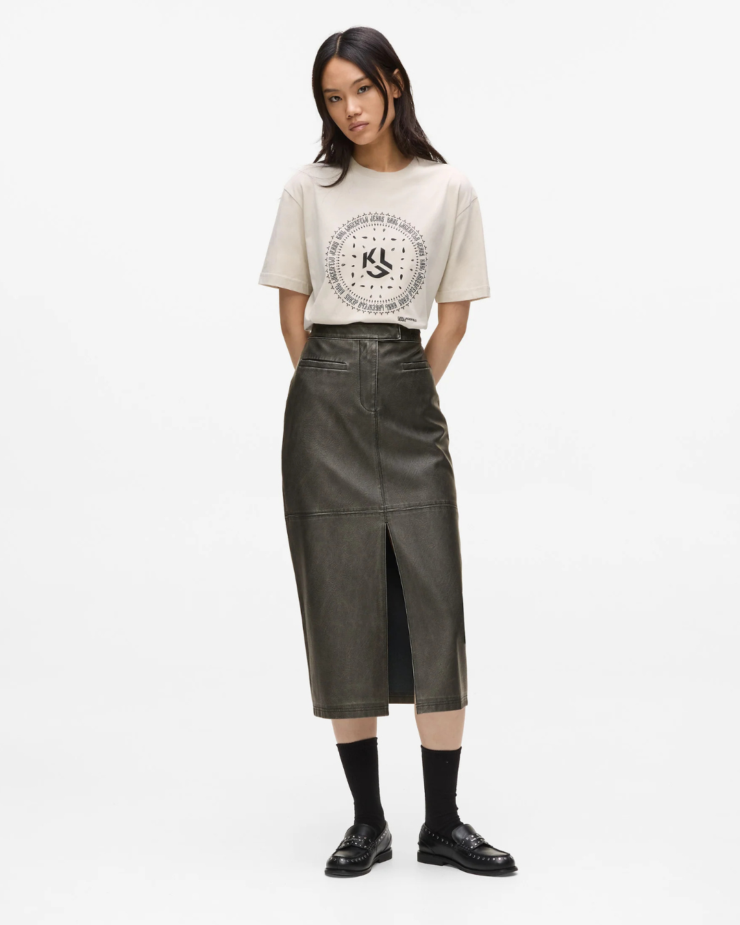 Karl Lagerfeld Jeans - Klj Distressed PU Skirt - Nero