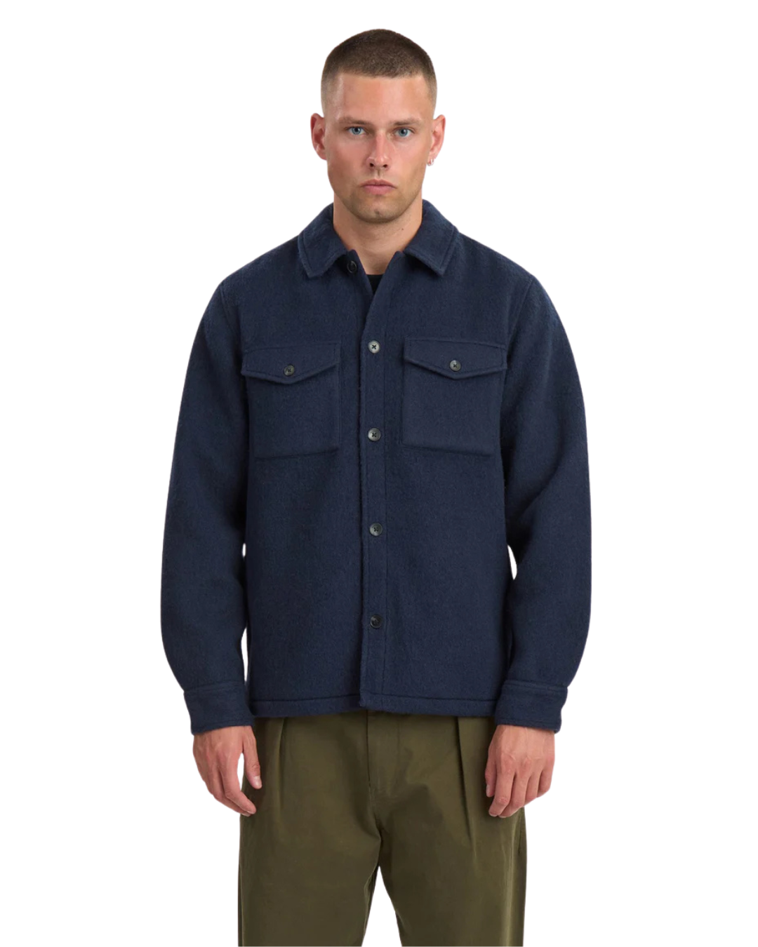 Anerkjendt - Akoscar Boiled Wool Overshirt - Blu