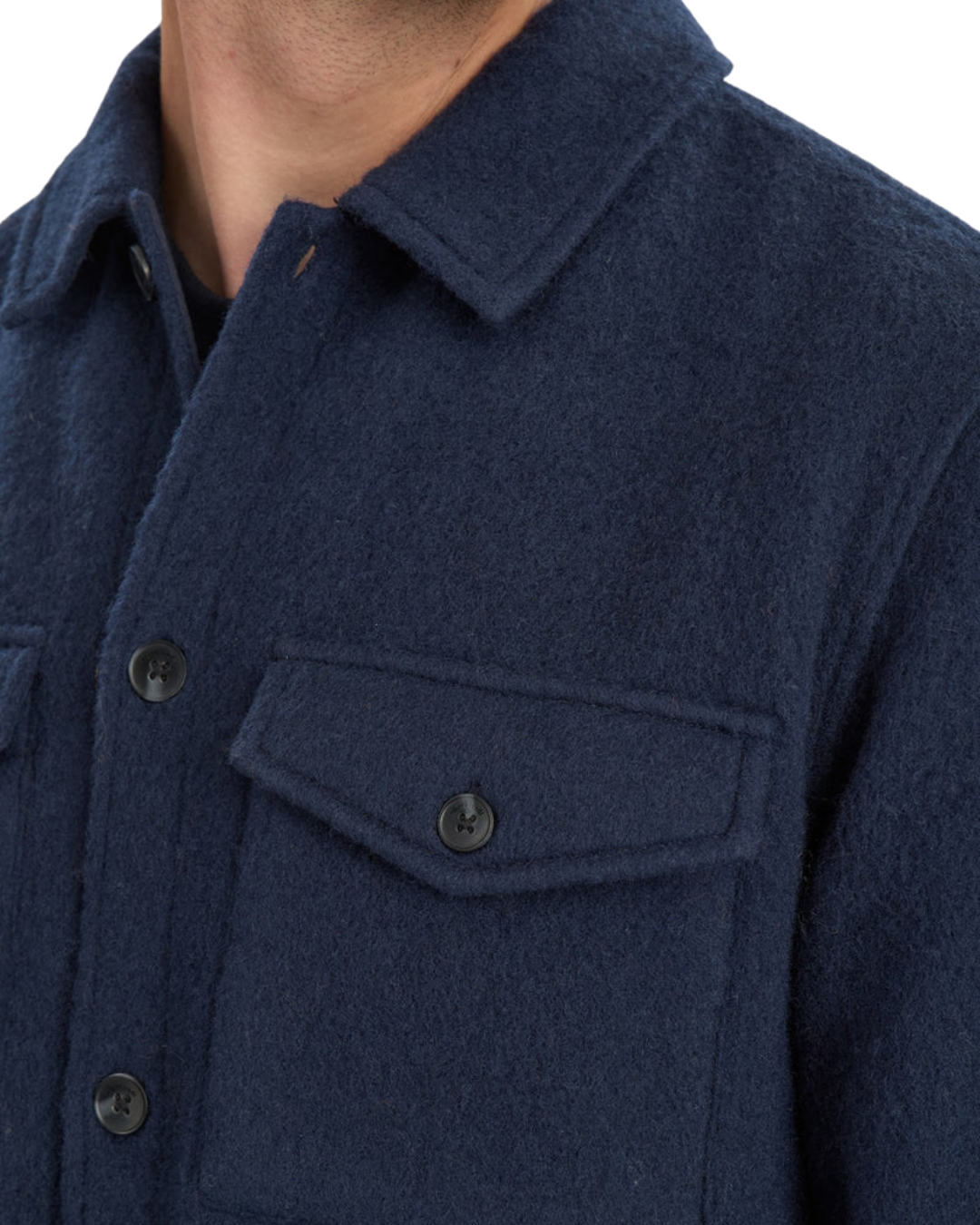 Anerkjendt - Akoscar Boiled Wool Overshirt - Blu