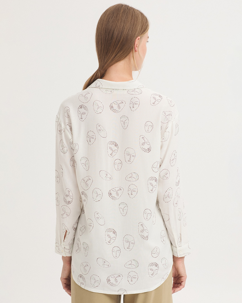 Nice Things - "Faces Print" Basic Shirt #93 - Ecru