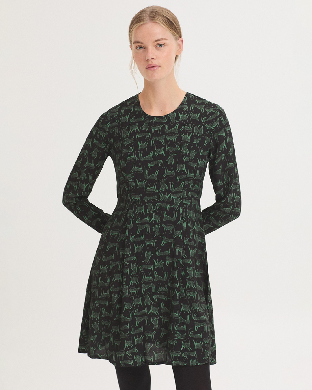 Nice Things - "Feline Print" Dress - Nero e Verde