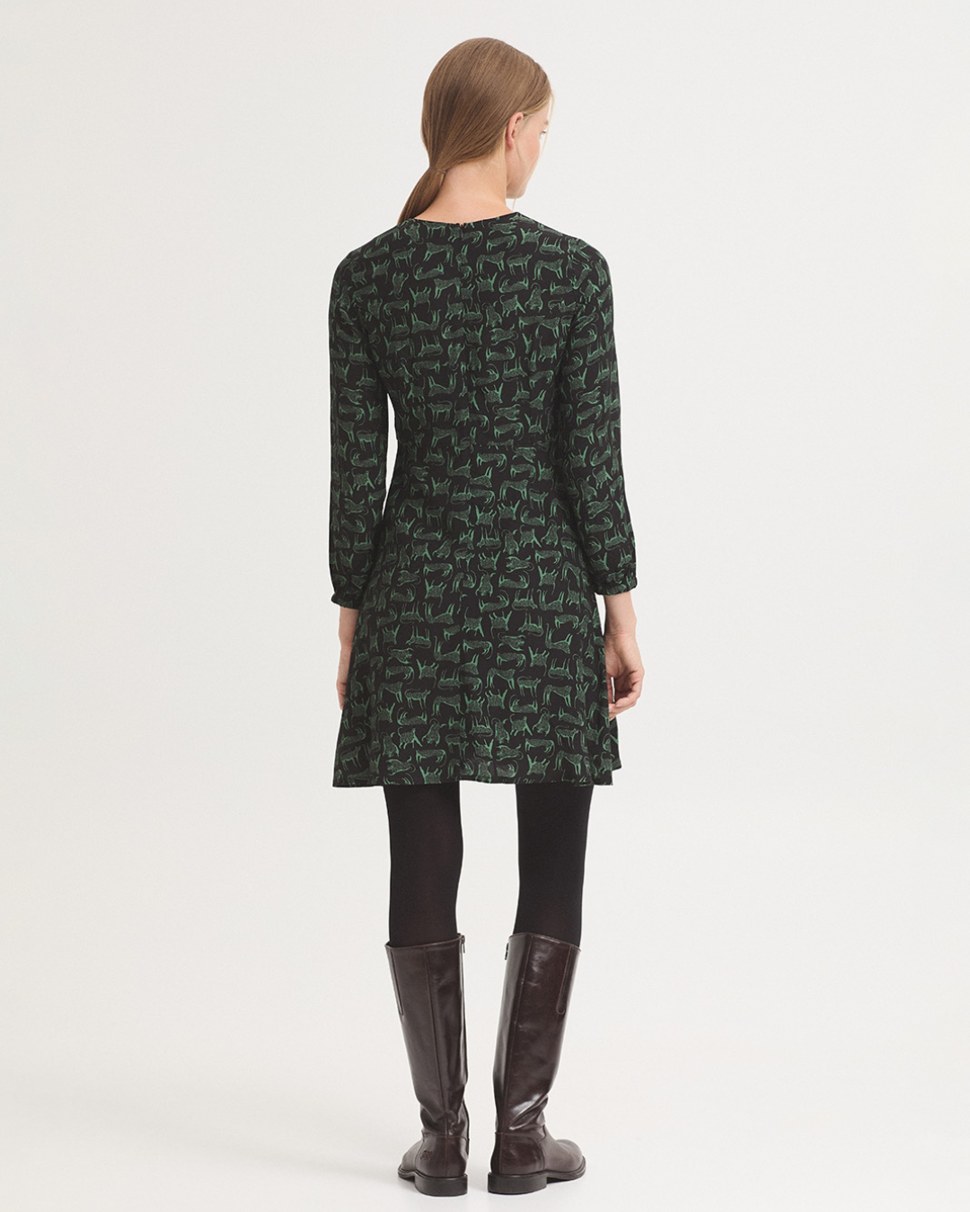 Nice Things - "Feline Print" Dress - Nero e Verde