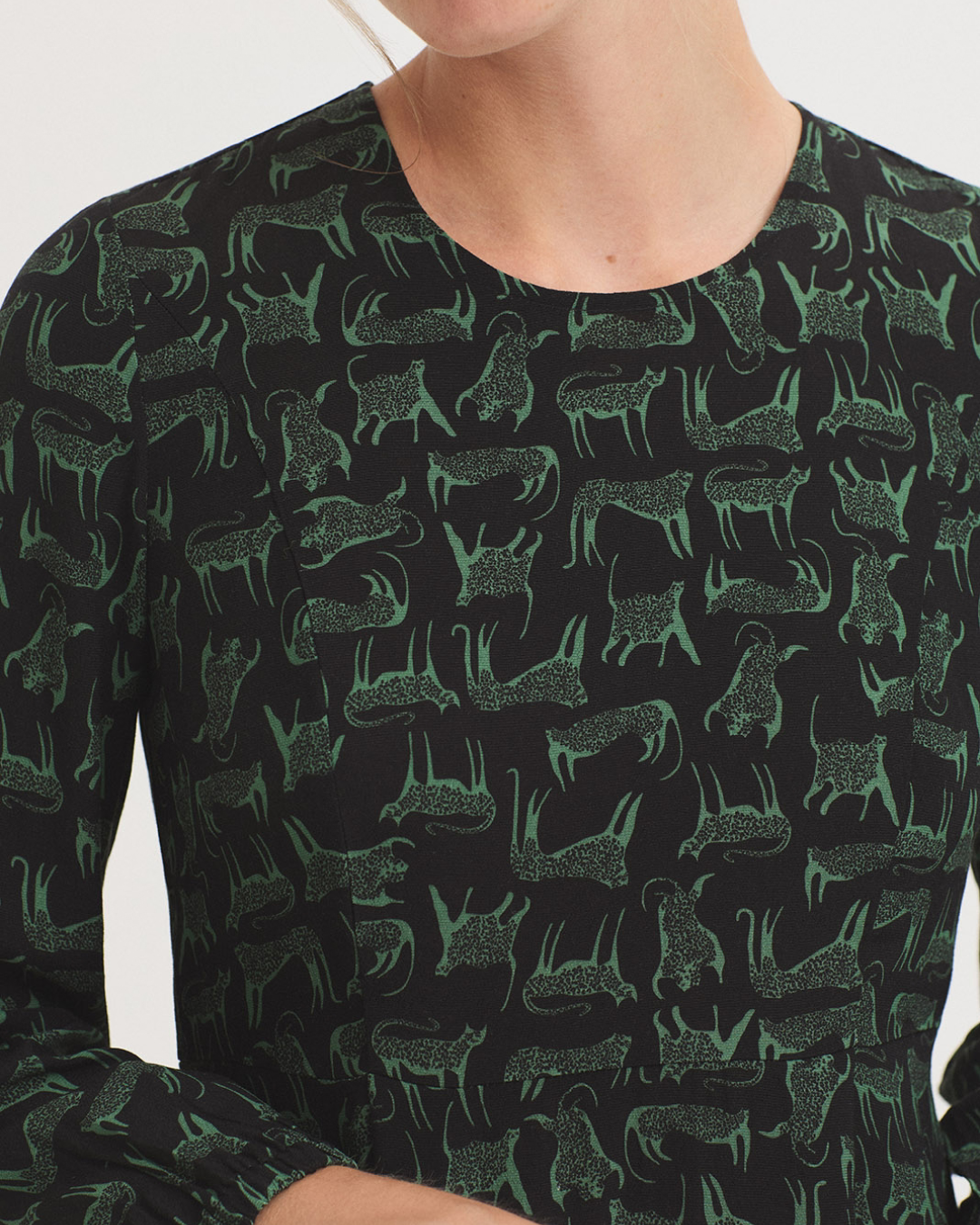Nice Things - "Feline Print" Dress - Nero e Verde