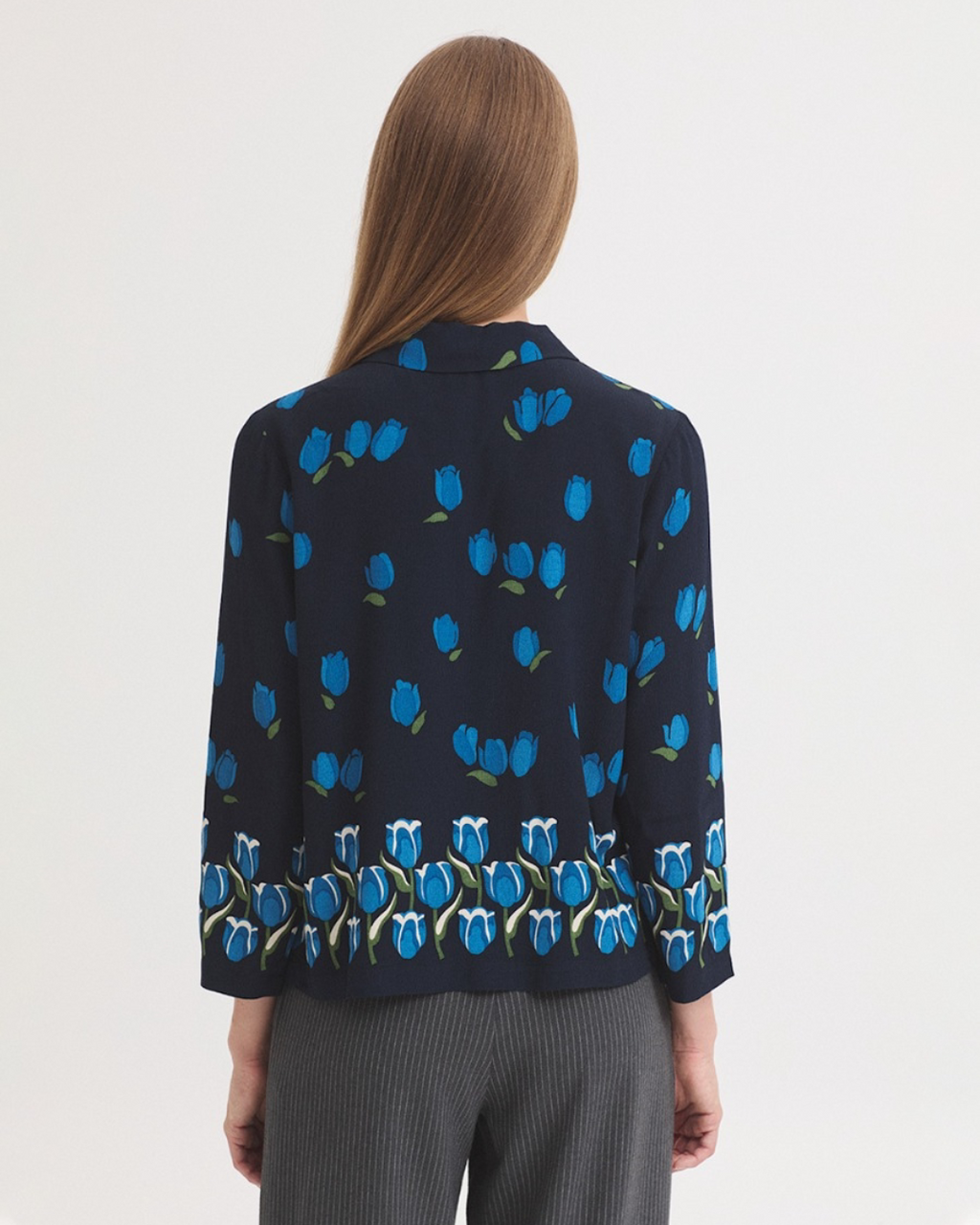 Nice Things - "Tulips Panneau Print" Shirt - Blu