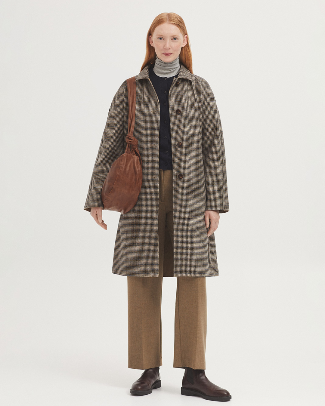 Nice Things - Checked And Solid Reversible Coat - Beige