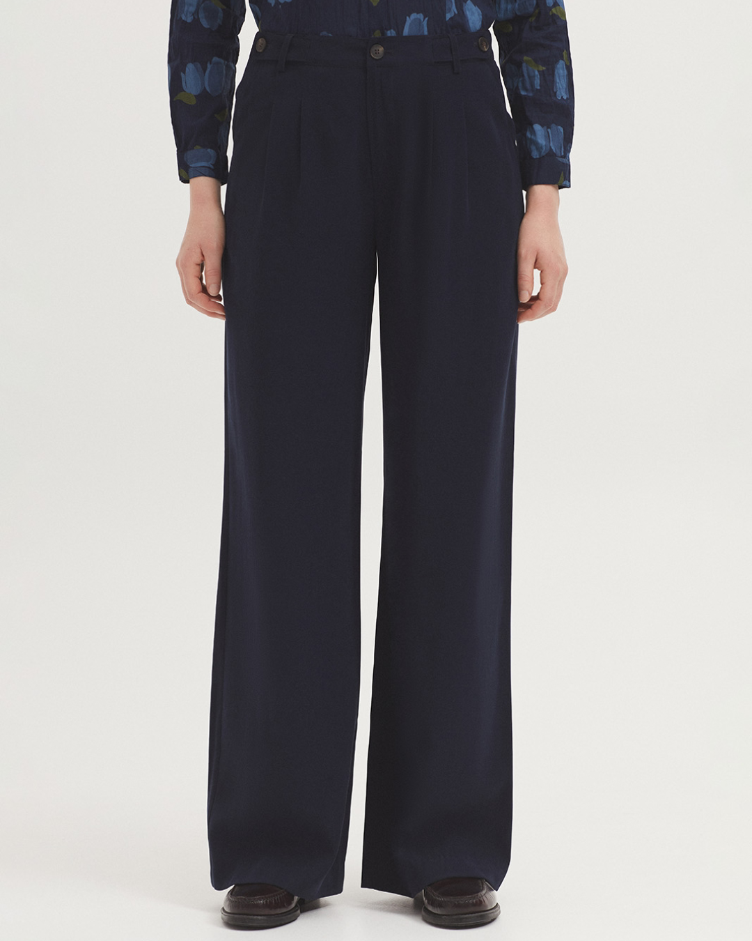 Nice Things - Ecovero Viscose Wide-Leg Pants - Blu