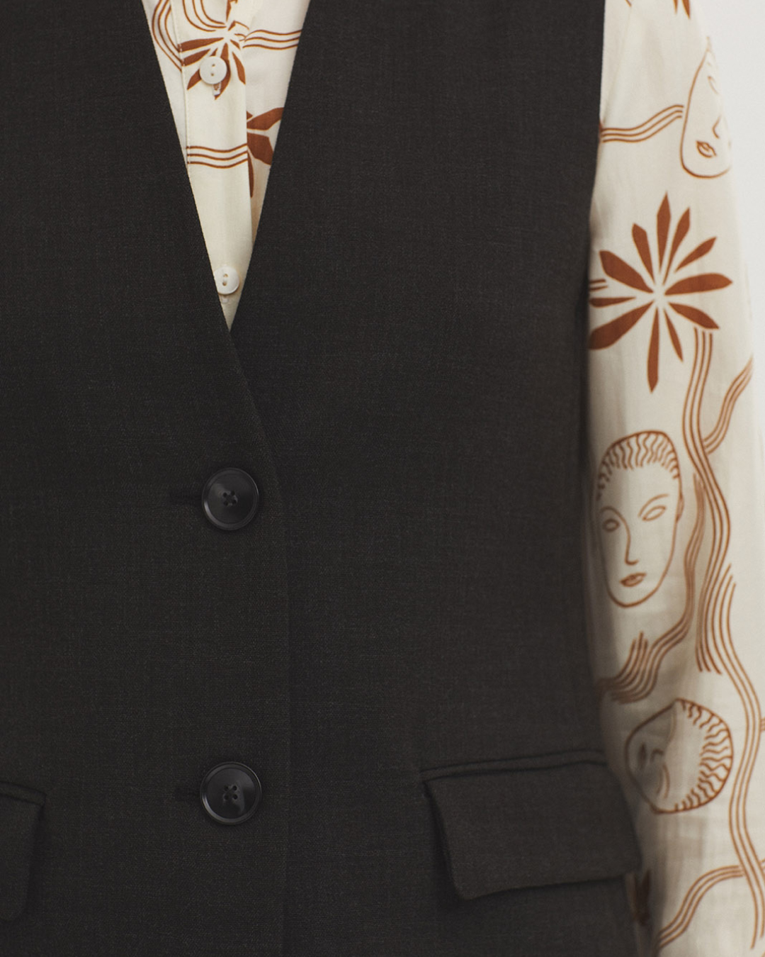 Nice Things - Melange Structured Vest - Grigio