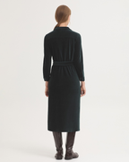 Nice Things - Micro Curduroy Elastic Shirt Dress - Granite Dark Green