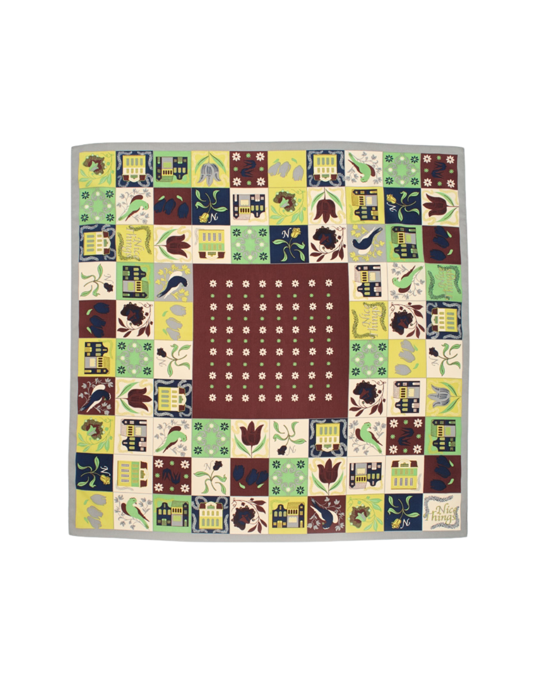 Nice Things - "Dutch Tiles" Scarf - Chestnut