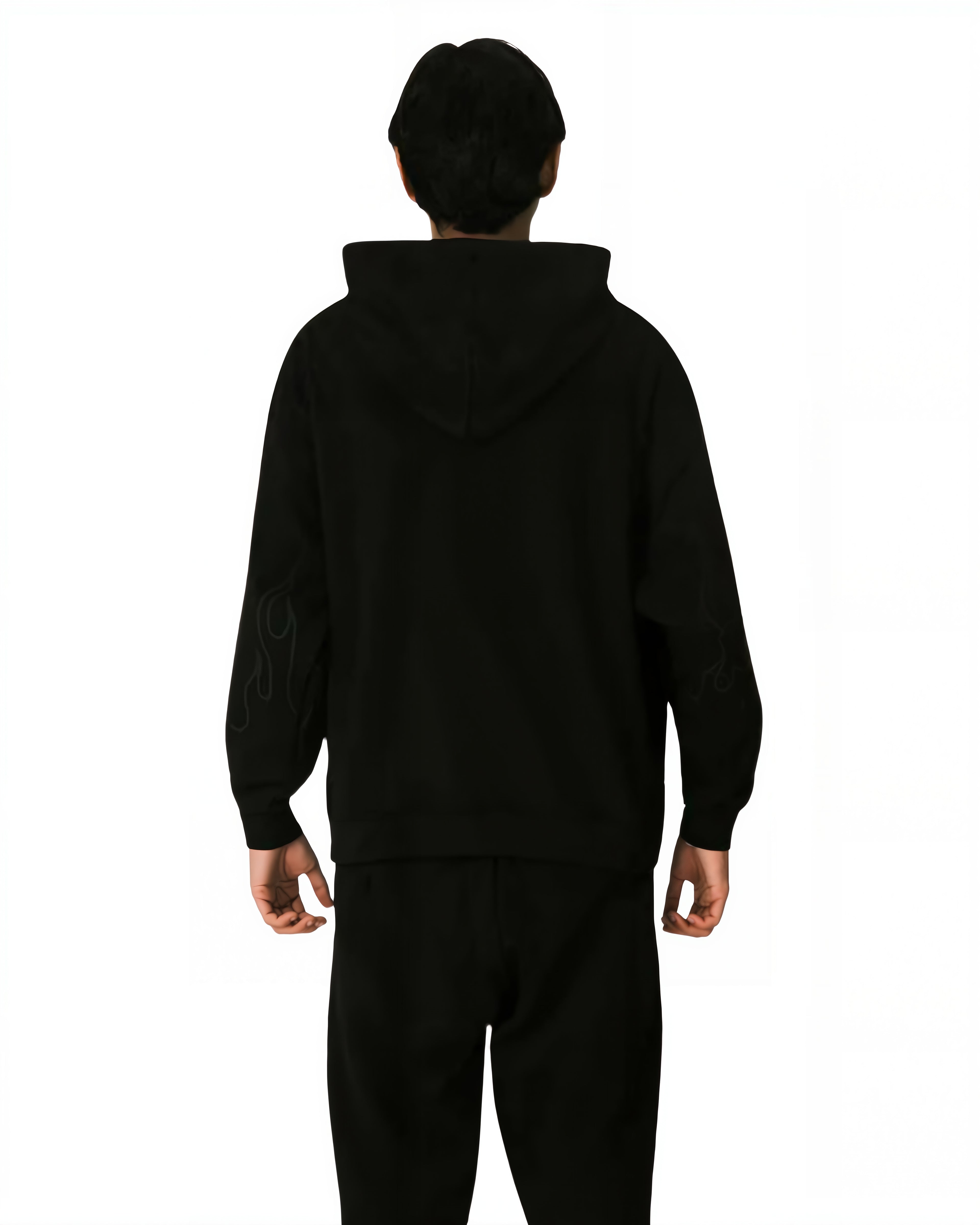 Vision of Super - Black Hoodie With Grey Embroidered Logo And Flames - Nero