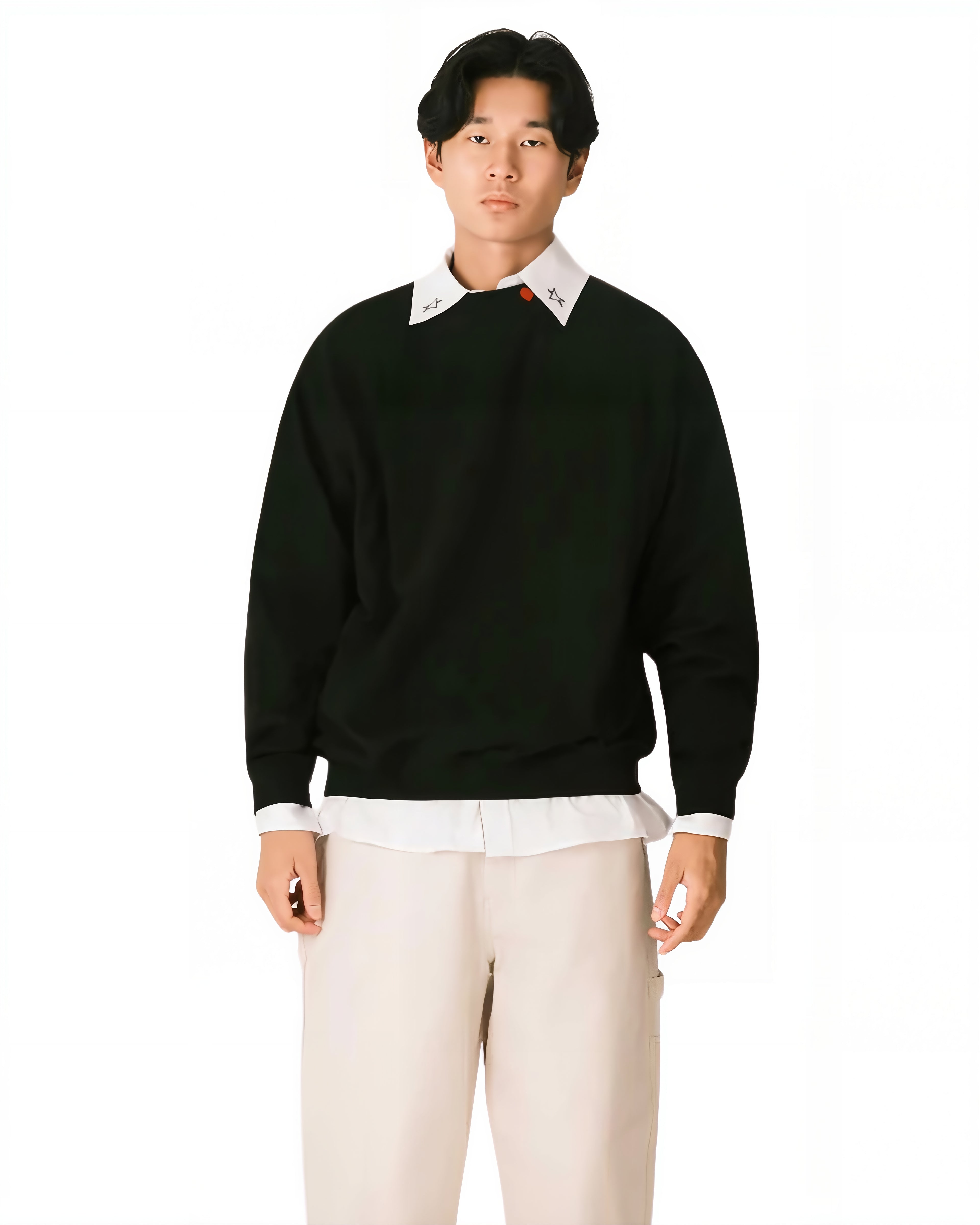 Vision of Super - Black Sweater With Embroired Neck - Nero