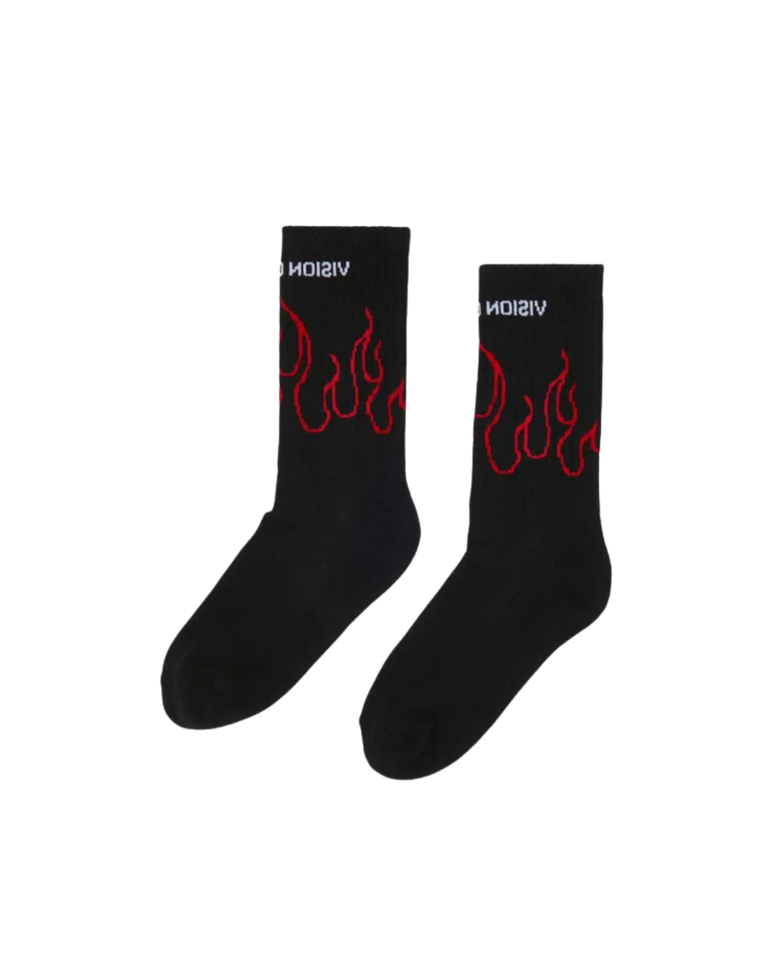 Vision of Super - Black Socks With Red Flame - Nero
