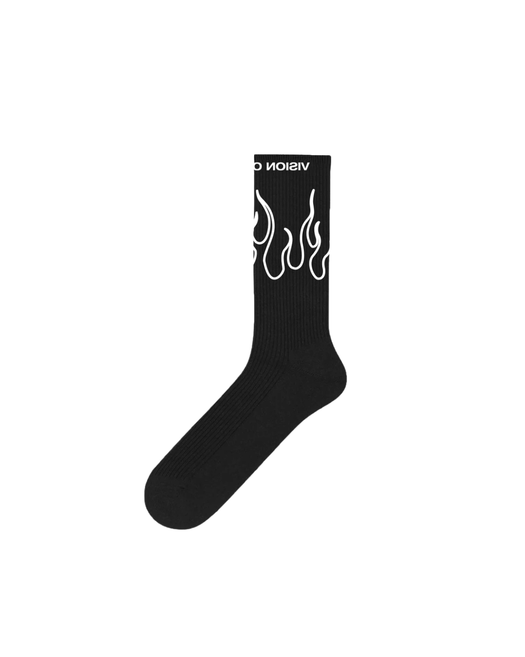 Vision of Super - Black Socks With White Flame - Nero