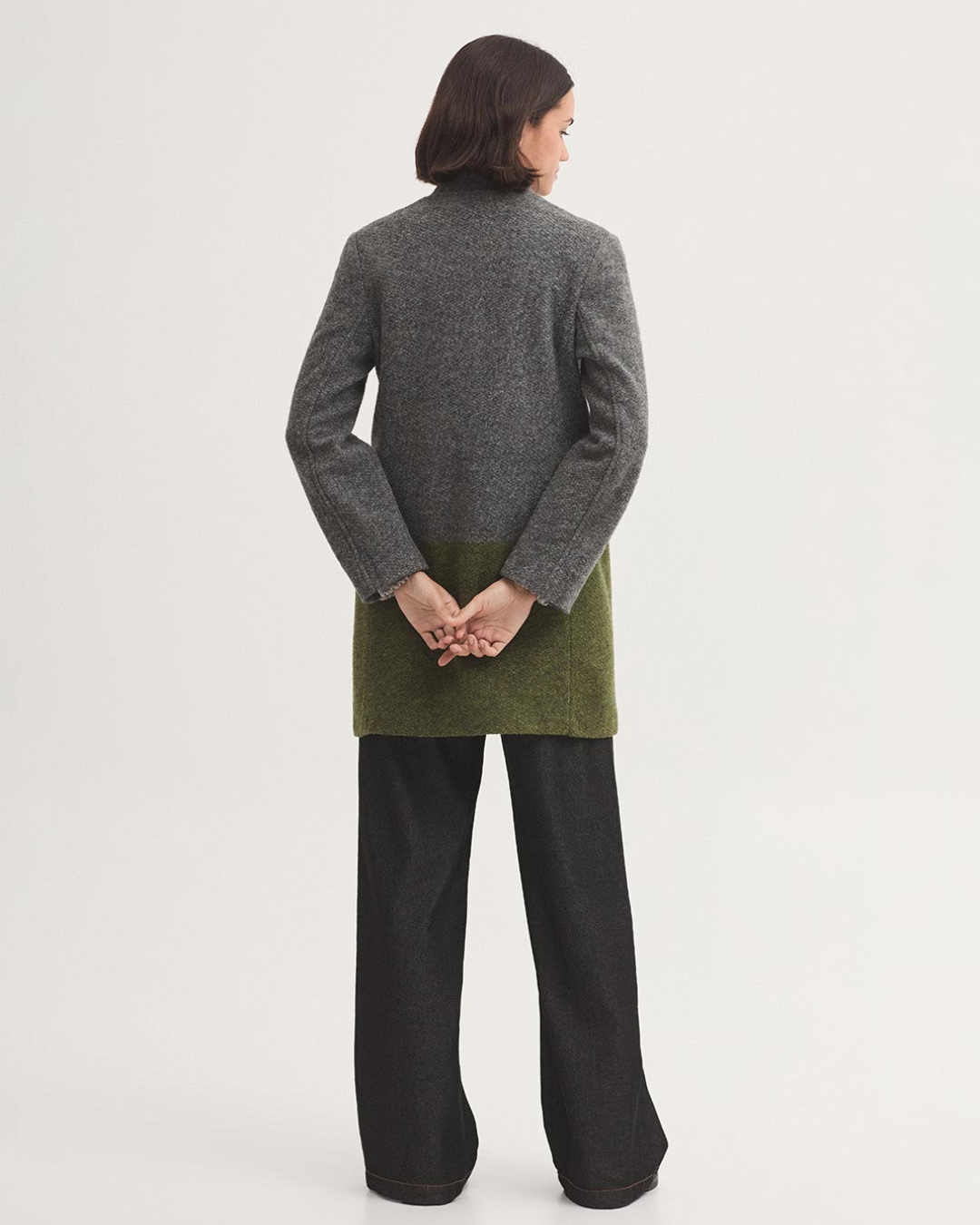 Nice Things - Contrast Bottom Colored Coat - Melange Grey