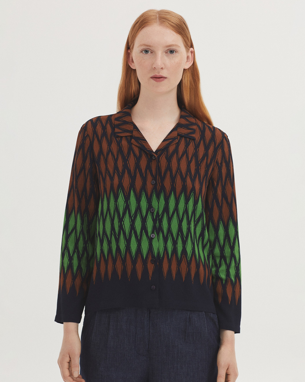 Nice Things - "Endless Column Panneau Print" Shirt - Multi