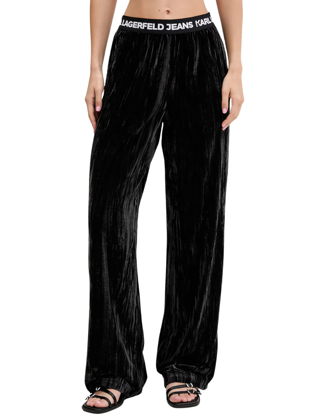 Karl Lagerfeld Jeans - Klj Velvet Sweatpant Wide Leg - Nero