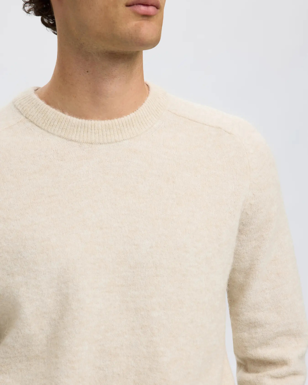 Selected Homme - Slhrai LS Knit Crew Neck Noos - Beige