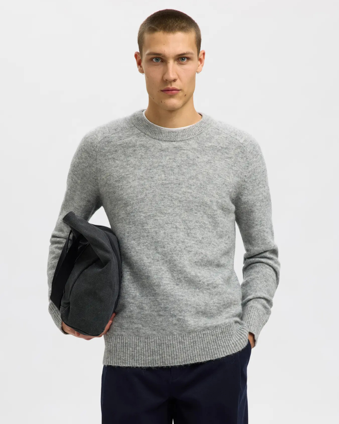 Selected Homme - Slhrai LS Knit Crew Neck Noos - Grigio