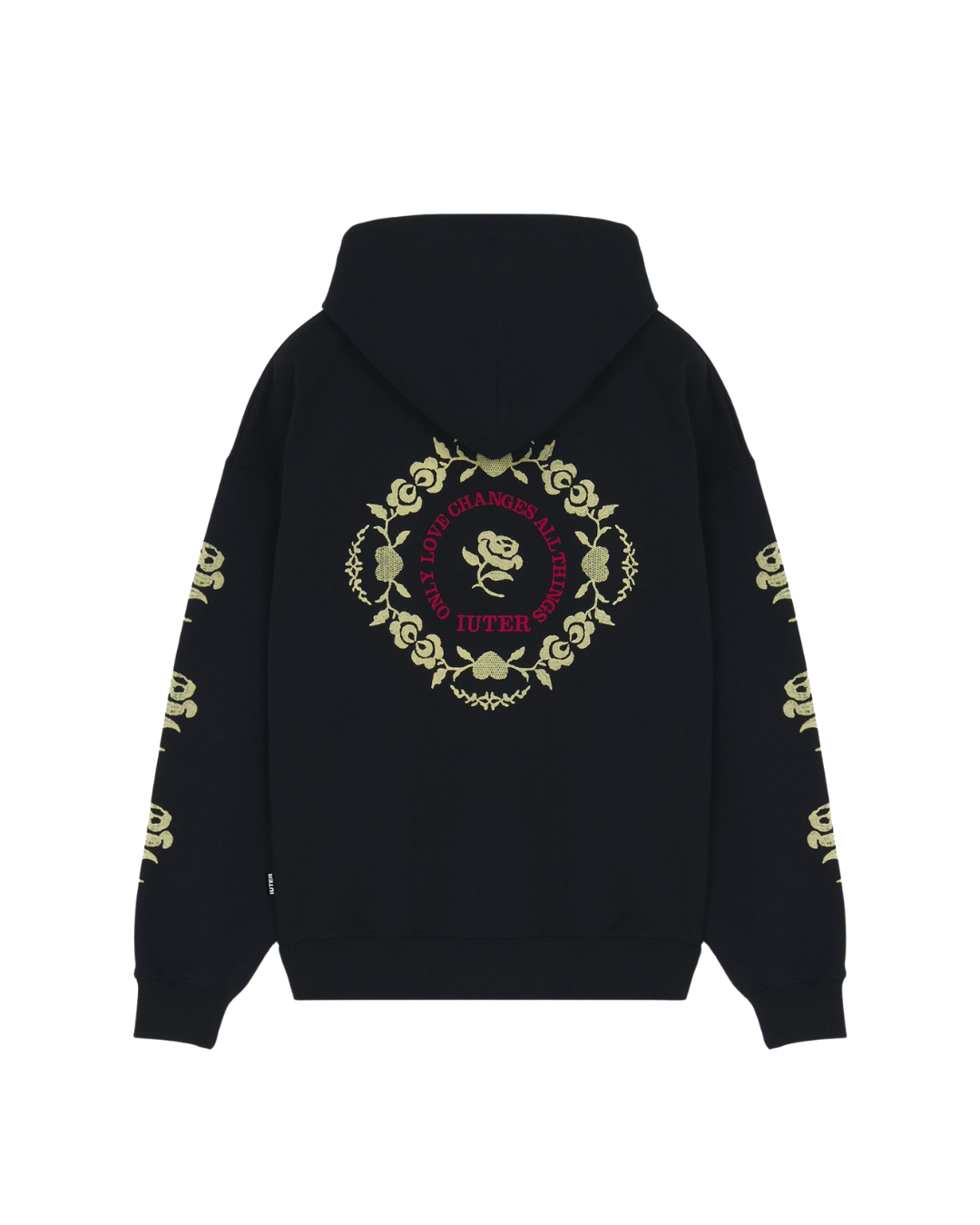 Iuter - Floral Zip Hoodie - Nero