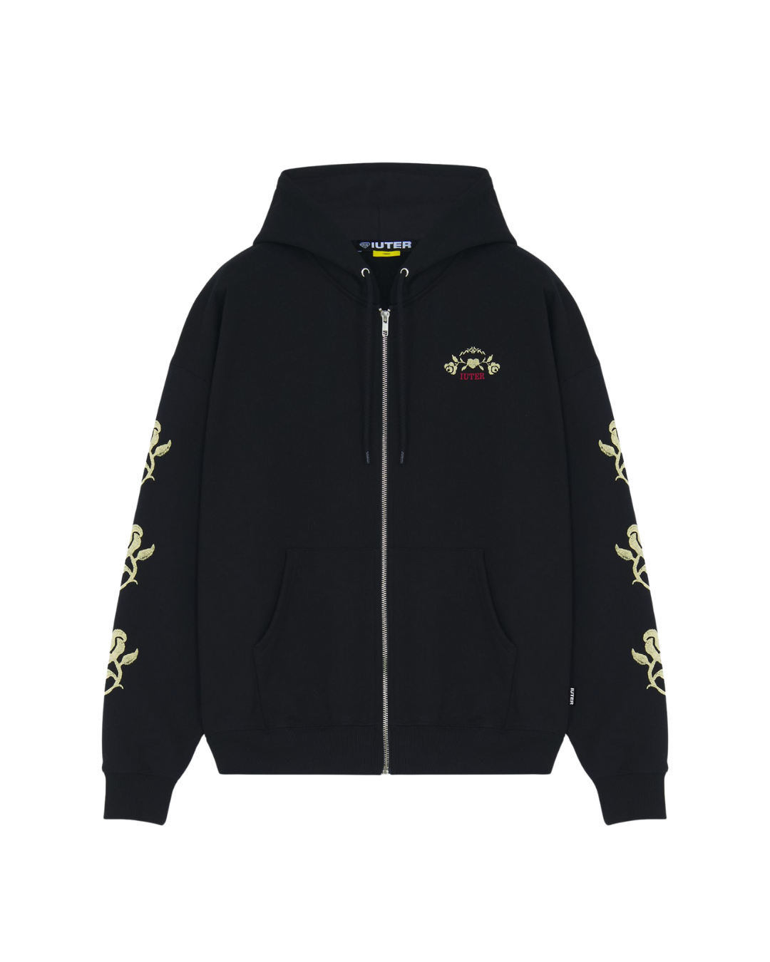 Iuter - Floral Zip Hoodie - Nero