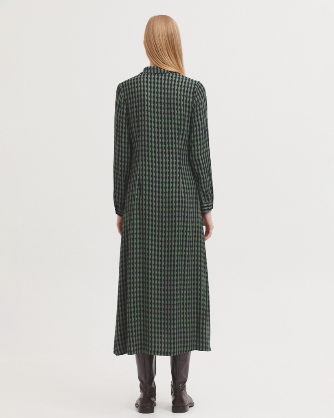 Nice Things - "Endless Column Print" Long Dress - Intense Green