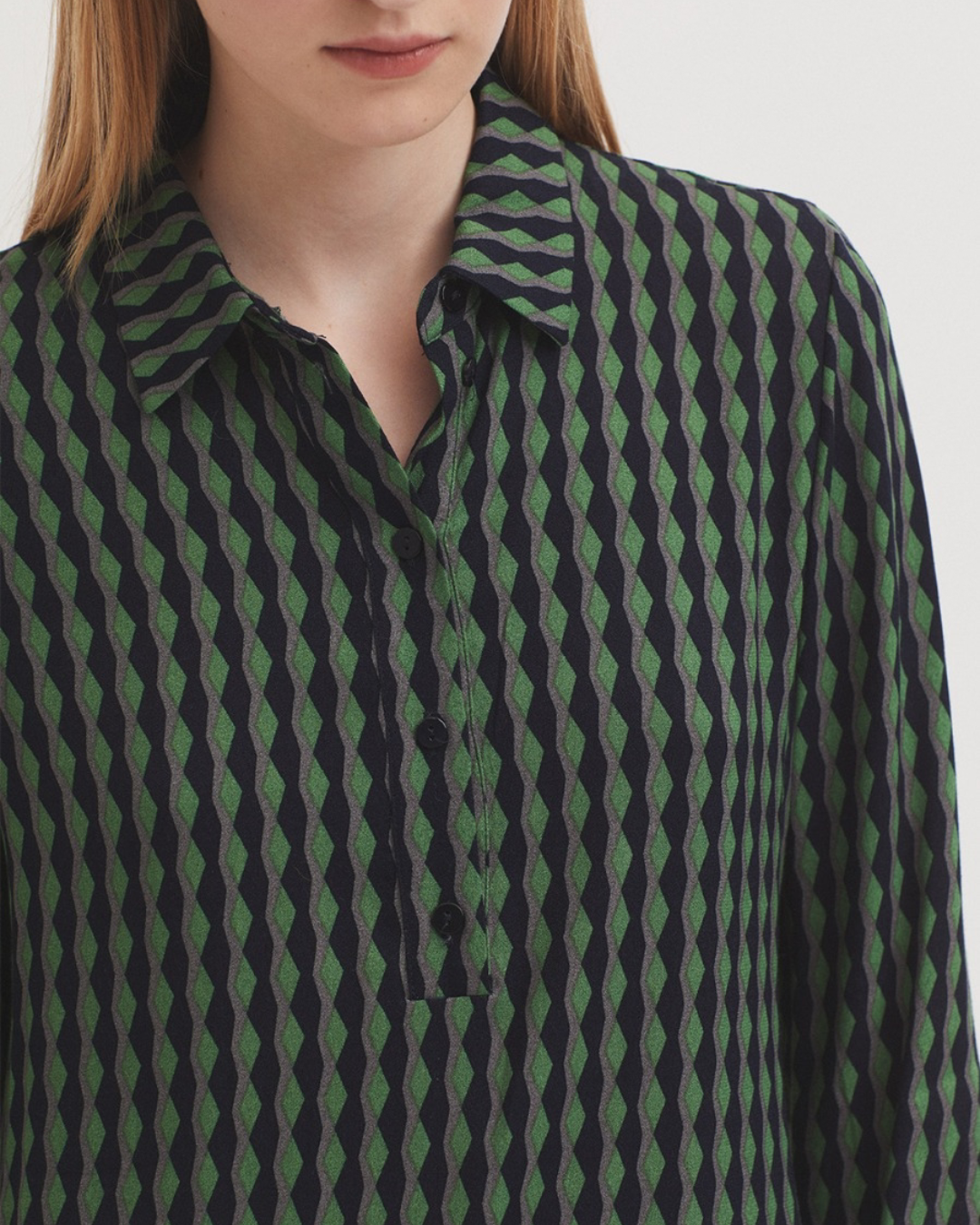 Nice Things - "Endless Column Print" Long Dress - Intense Green