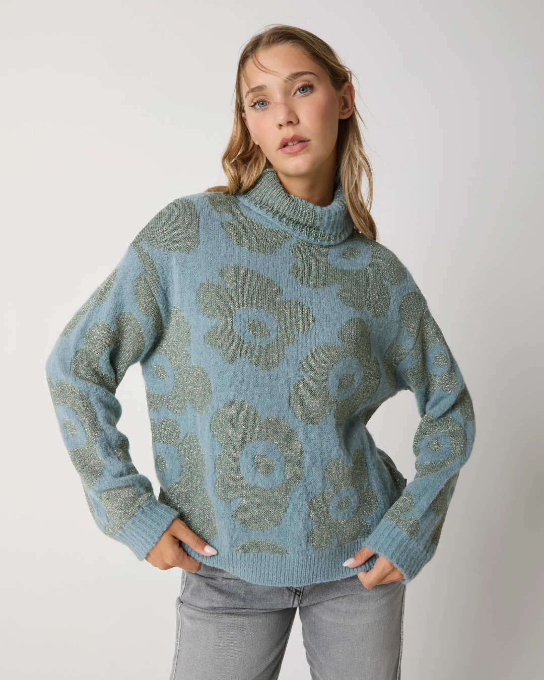 Alessia Santi - Maglia Dolcevita - Azzurro