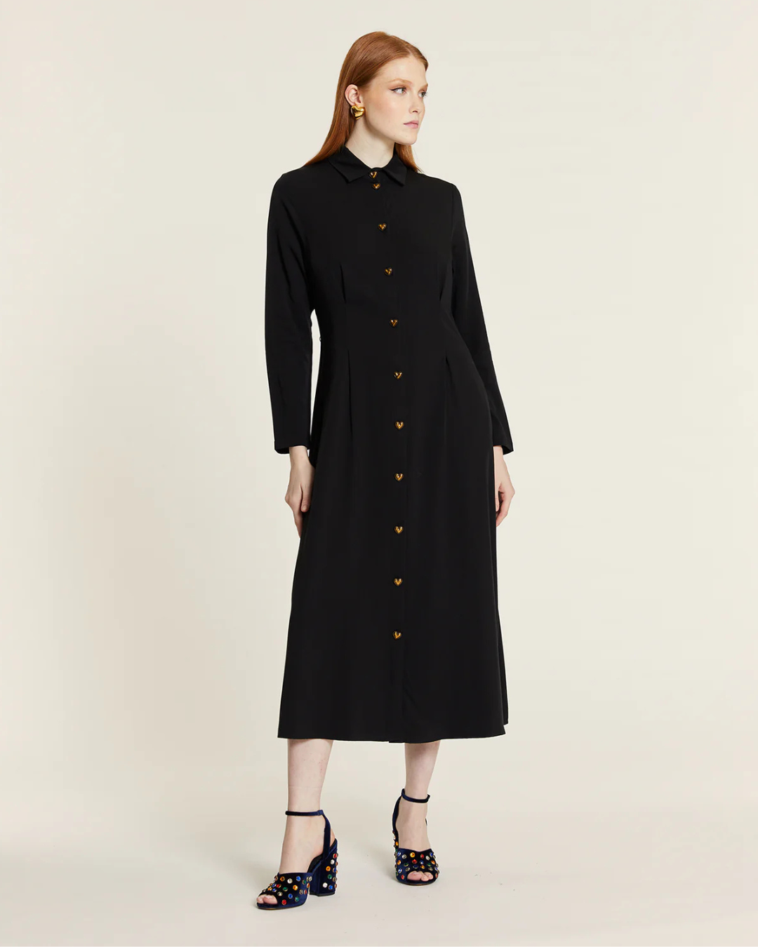 Pepa Loves - Vestido Largo Con Botones Corazon - Nero