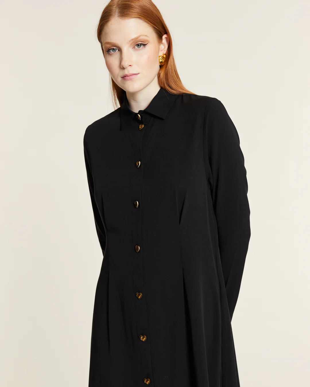 Pepa Loves - Vestido Largo Con Botones Corazon - Nero