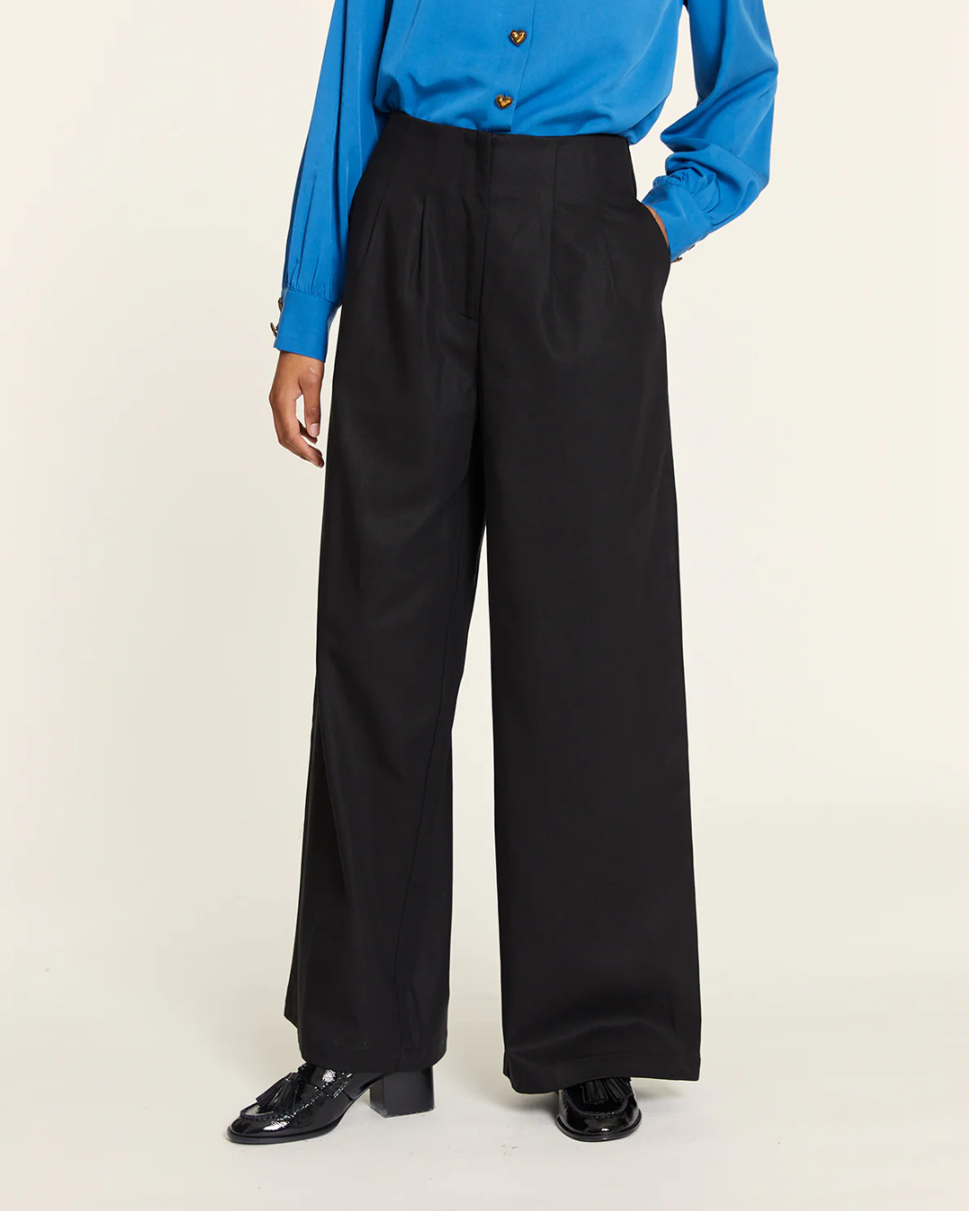 Pepa Loves - Pantalon Tencel Con Pinzas - Nero