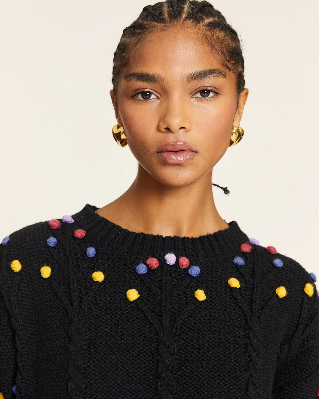 Pepa Loves - Jersey Pompom Con Trenzados - Nero