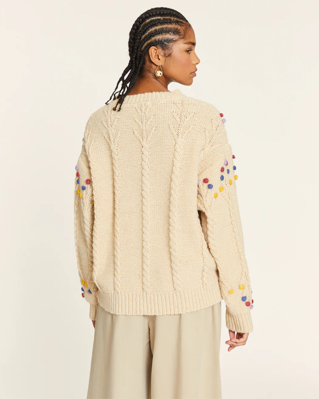 Pepa Loves - Jersey Pompom Con Trenzados - Crema