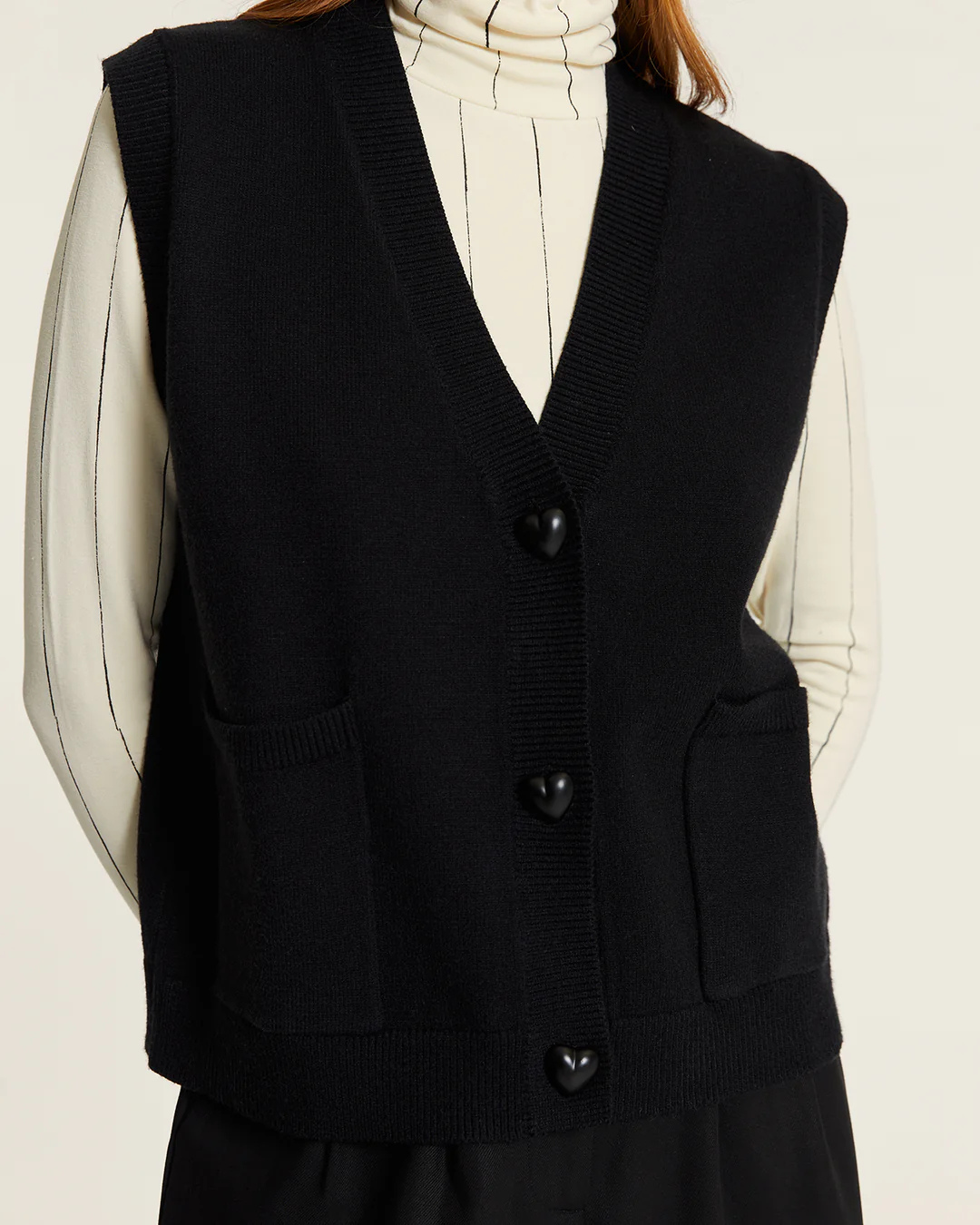 Pepa Loves - Chaleco De Punto Con Botones De Corazon - Nero