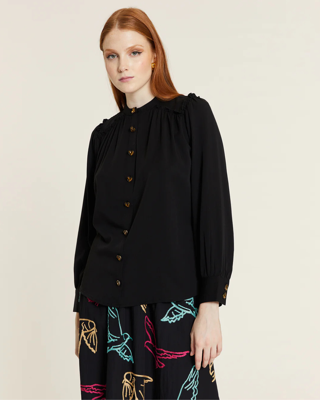 Pepa Loves - Blusa Mao Con Fruncidos - Nero