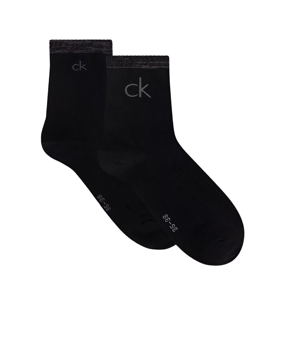 Calvin Klein - CK Women Short Sock 2P Shiny Logo - Nero