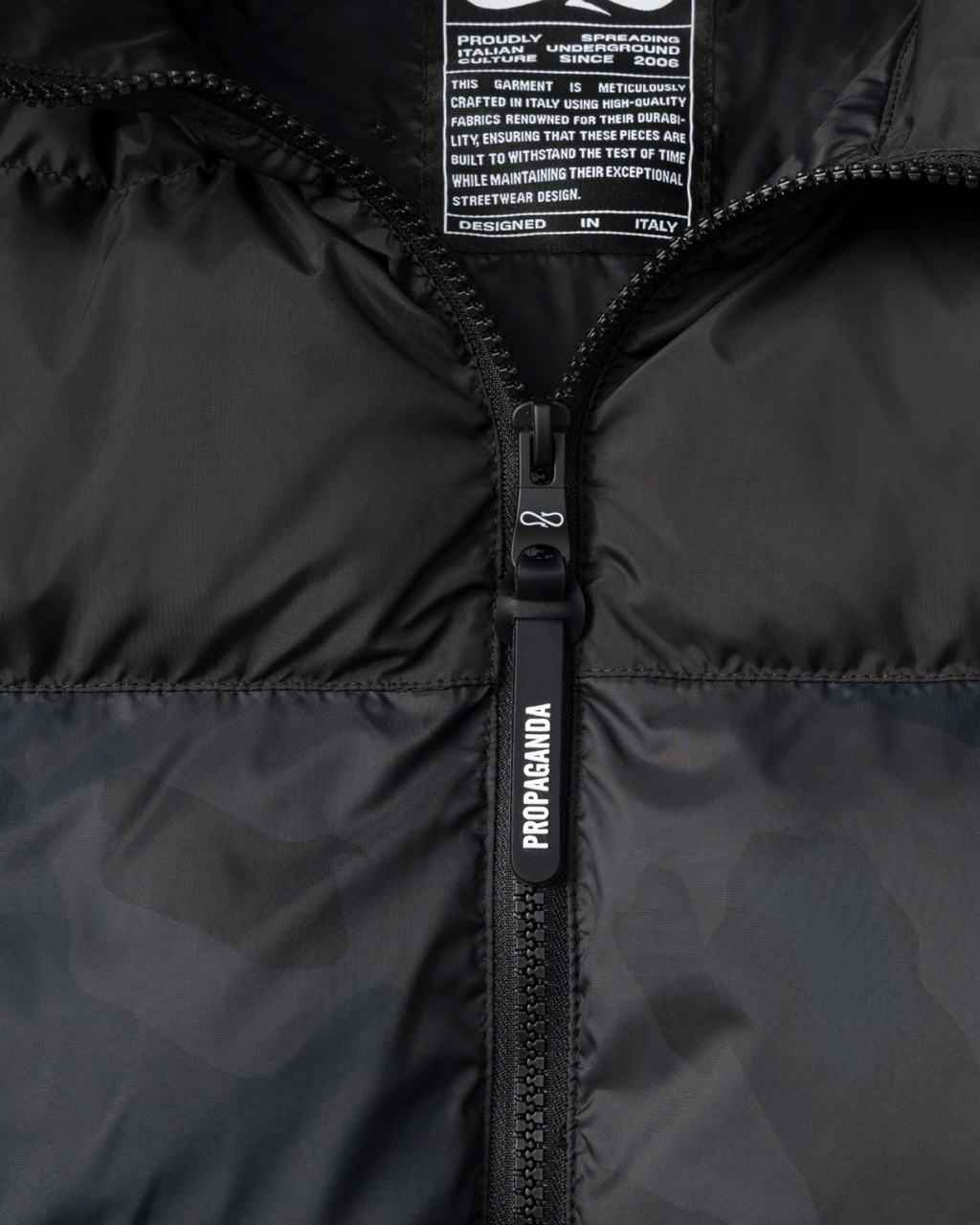 Propaganda - Puffer Jacket Grey Logo Atom - Nero