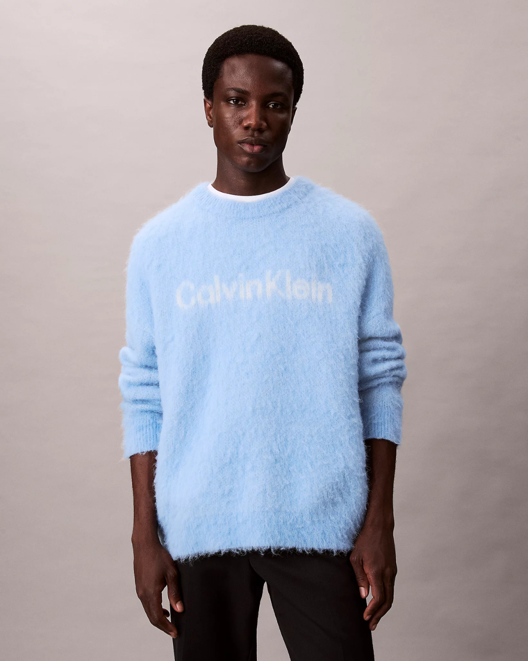 Calvin Klein Jeans - Brushed Alpaca Logo Crewneck Sweater - Celeste