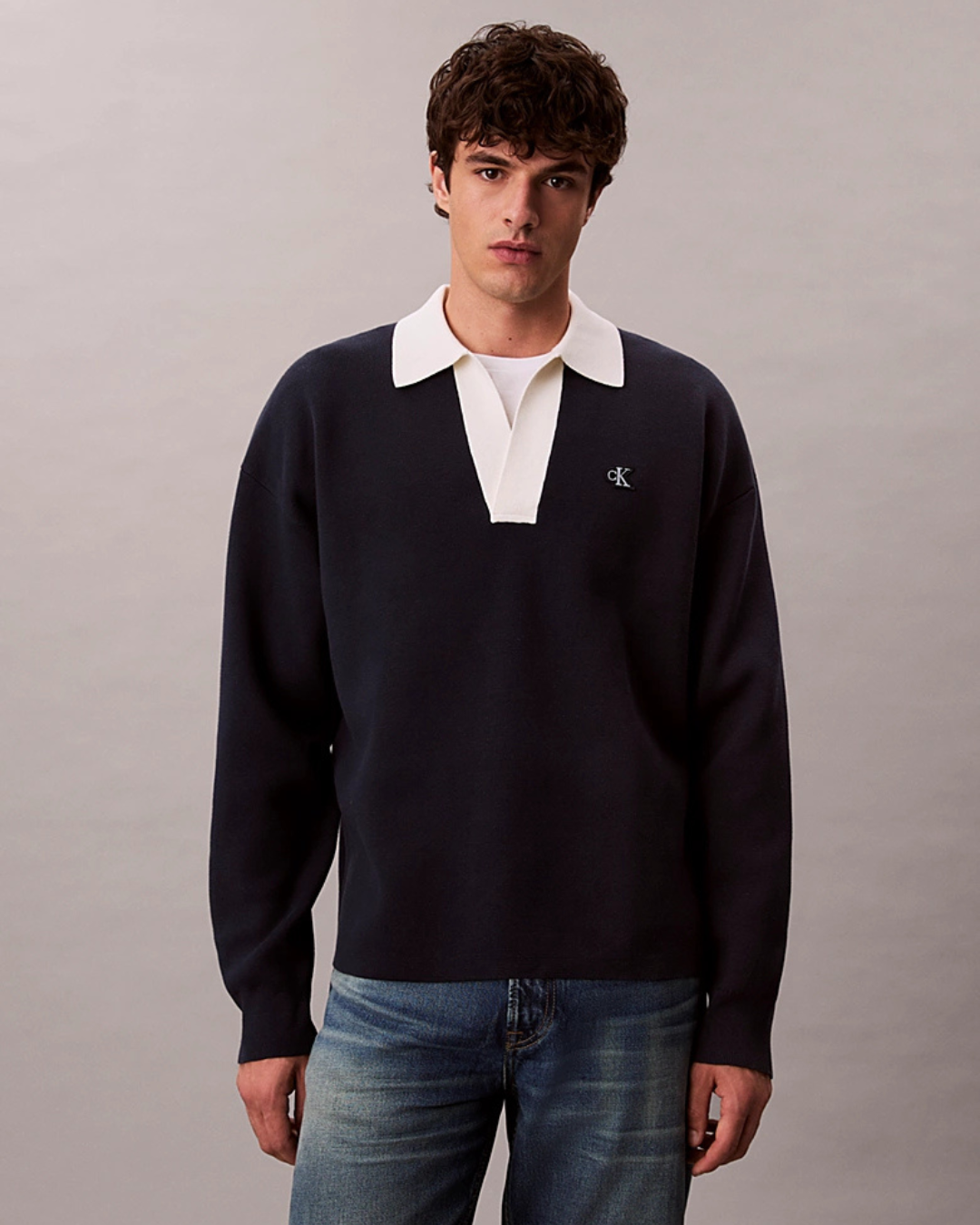 Calvin Klein Jeans - Solid Oversized Johnny Collar - Blu