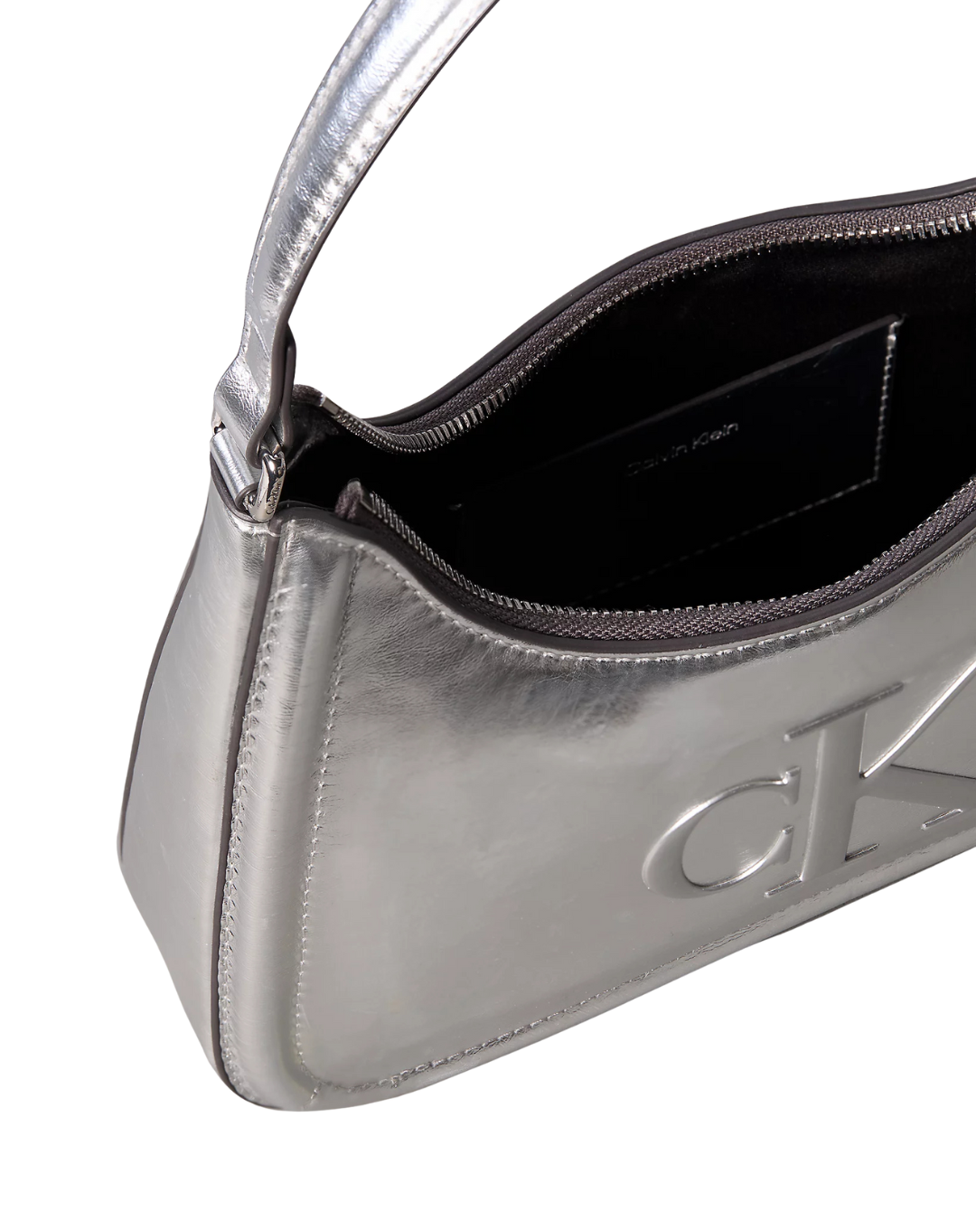 Calvin Klein - Bold CK Metallic Shoulder Bag - Argento