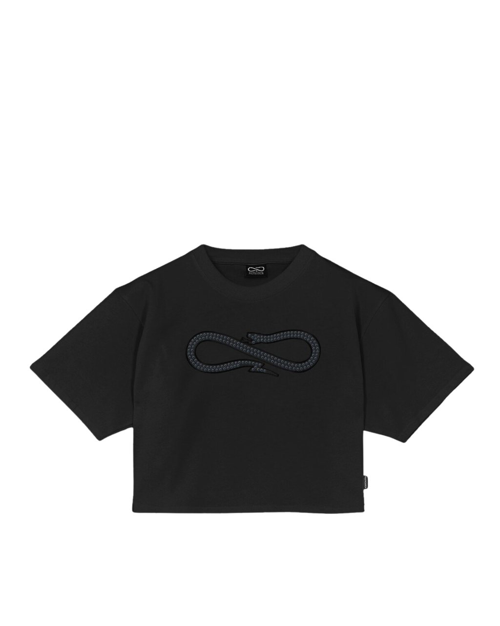 Propaganda - Crop T-Shirt M/M Logo Studs Woman - Nero