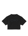 Propaganda - Crop T-Shirt M/M Logo Studs Woman - Nero