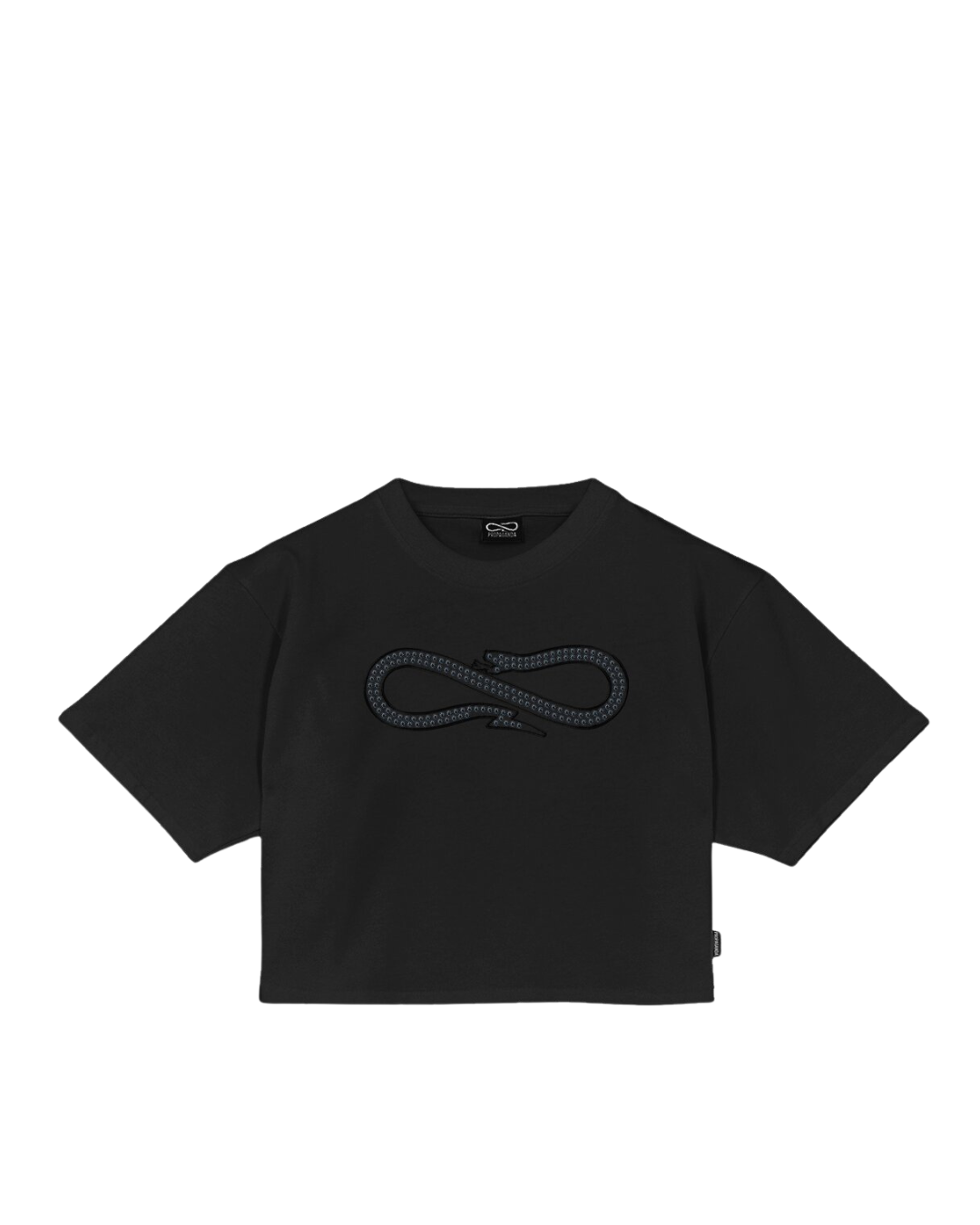 Propaganda - Crop T-Shirt M/M Logo Studs Woman - Nero