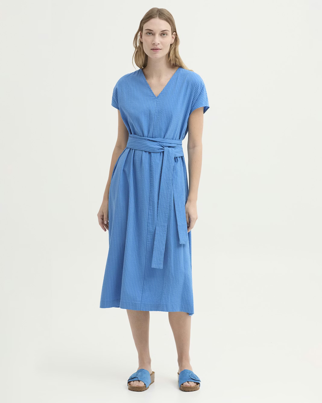 Nice Things - Seersucker Tencel Dress - Intense Blue