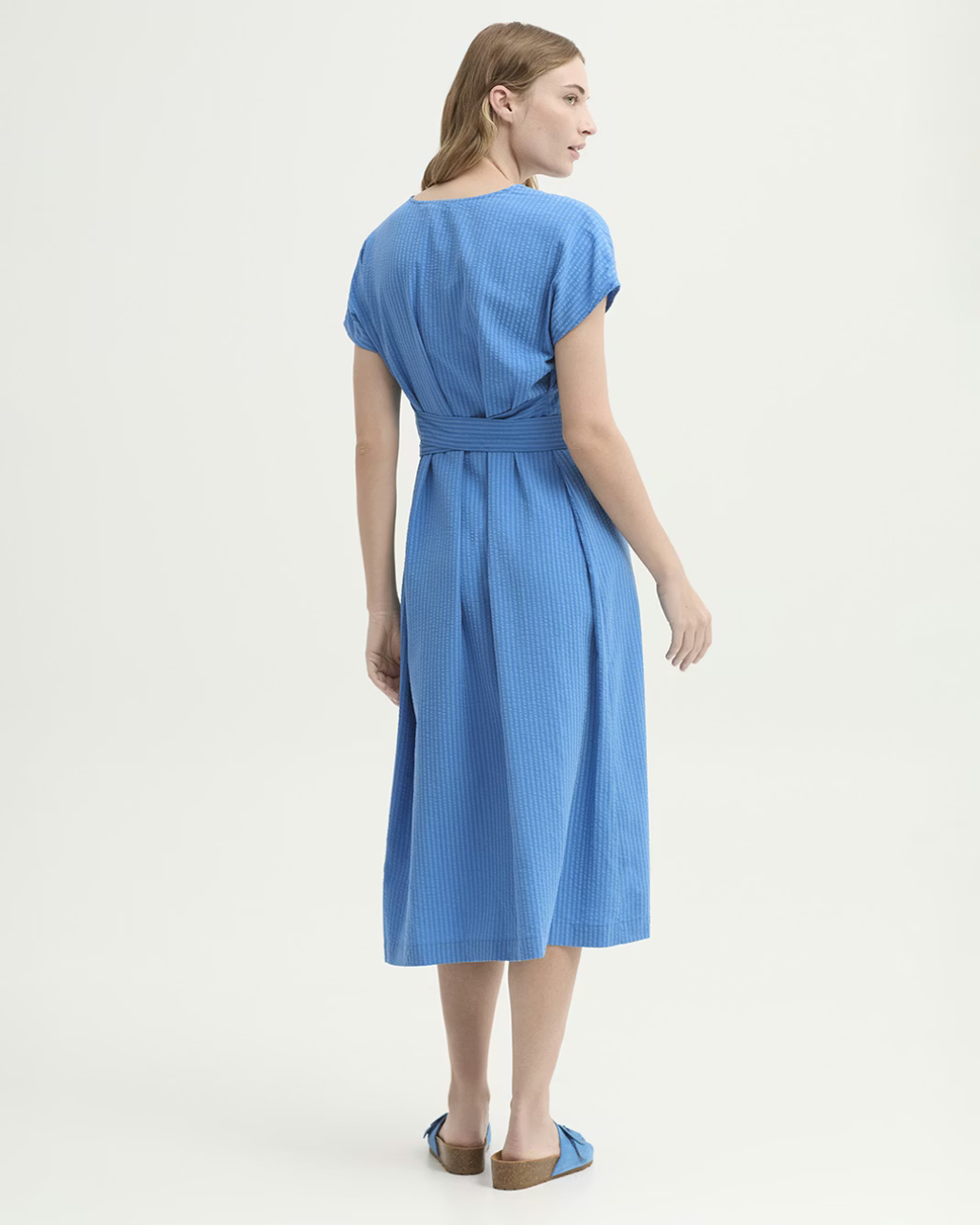 Nice Things - Seersucker Tencel Dress - Intense Blue