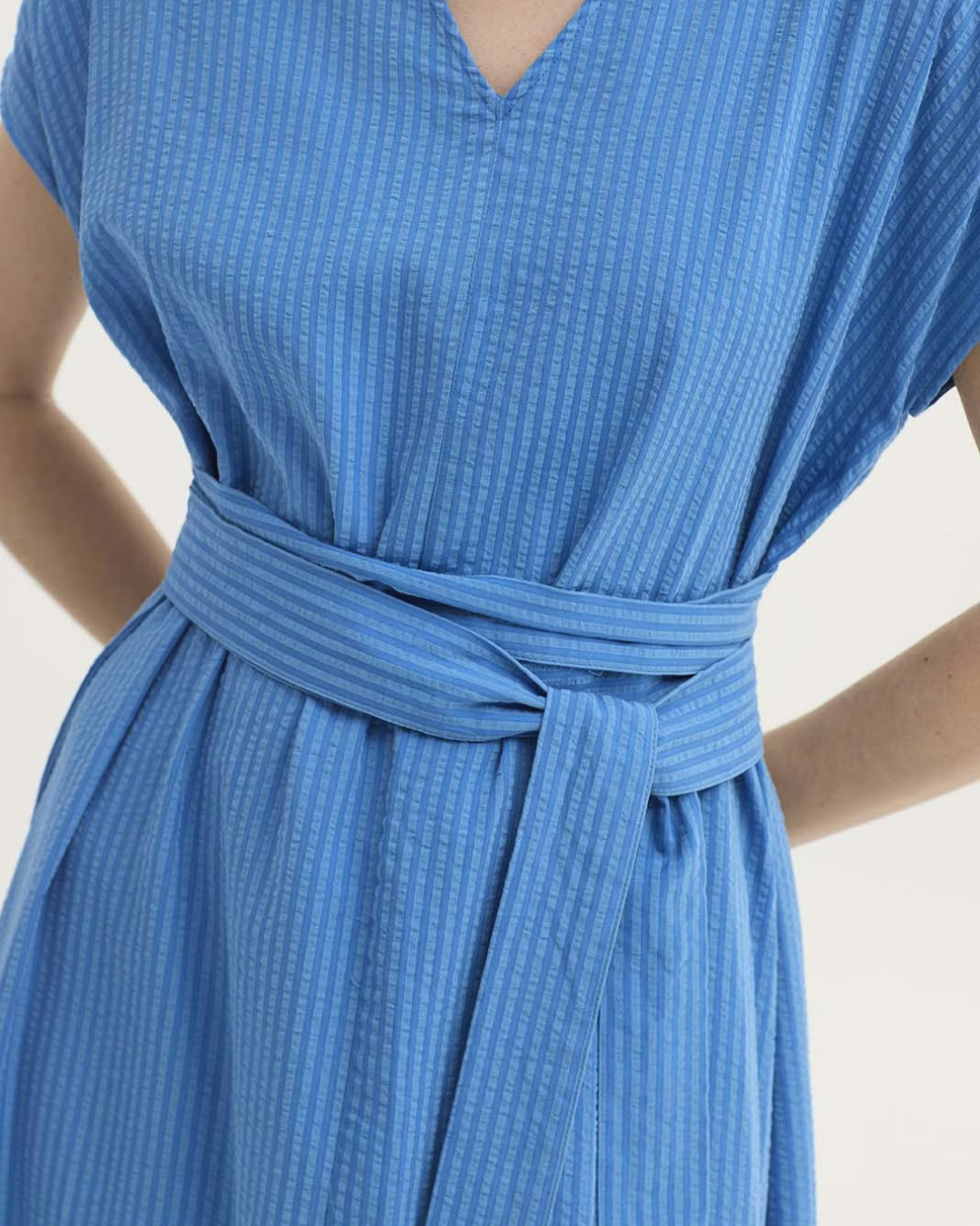 Nice Things - Seersucker Tencel Dress - Intense Blue