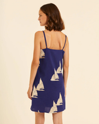 Pepa Loves - Vestido De Tirantas Con Bordado Barcos - Azul Marino