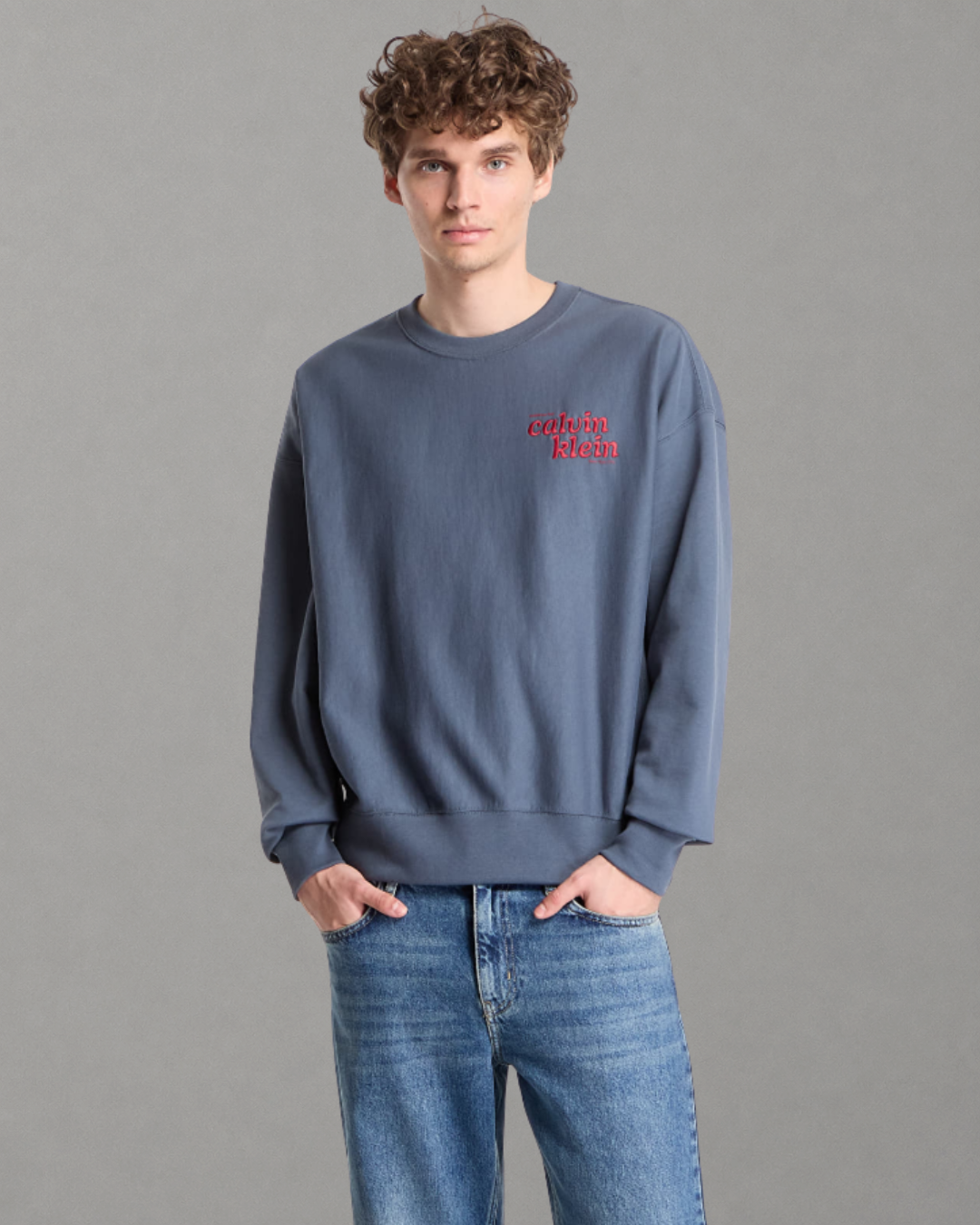 Calvin Klein Jeans - LS Premium Terry Graphic Crewneck - Dark Slate