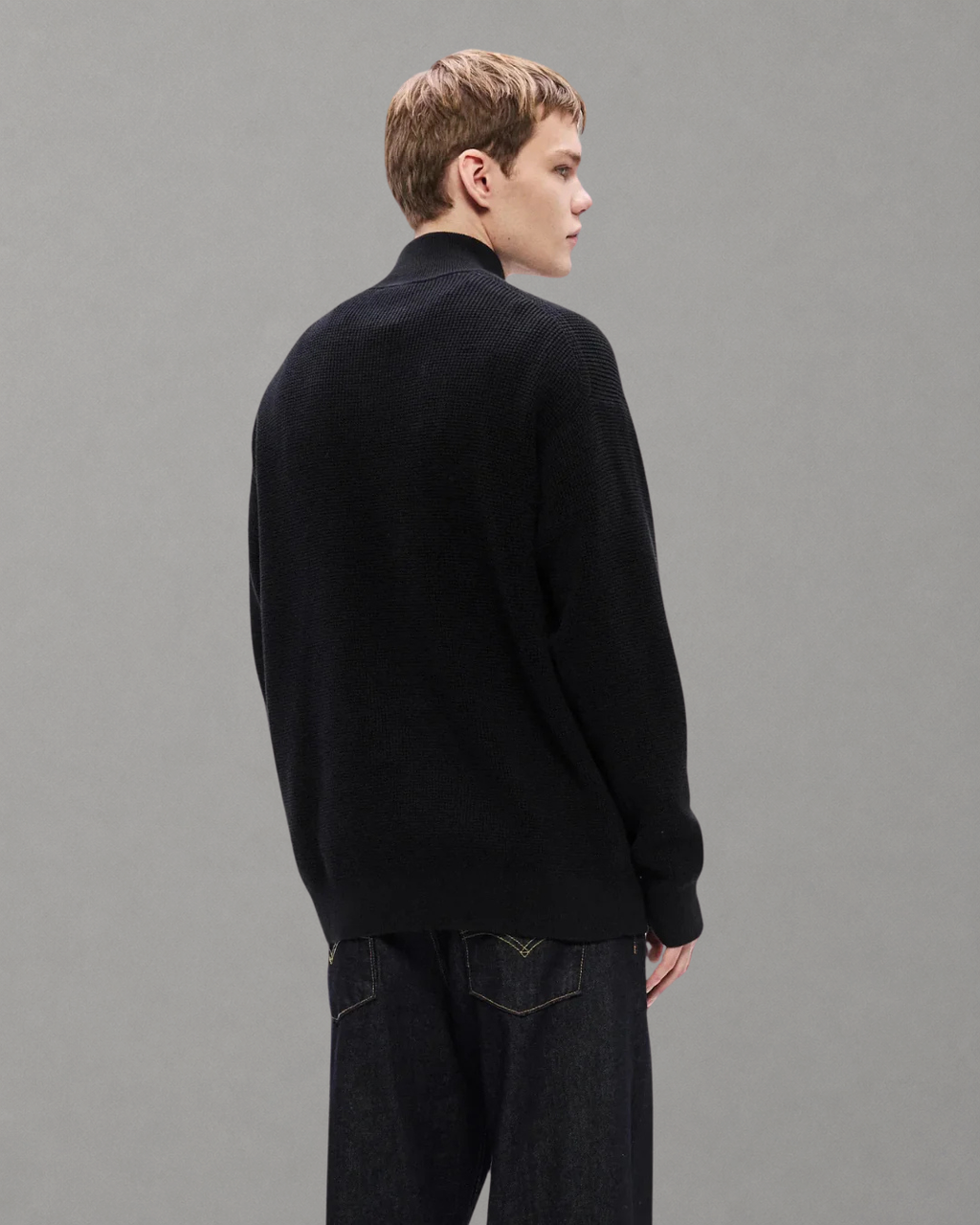 Calvin Klein Jeans - LS EZ Cotton Waffle Quarter Zip - Nero