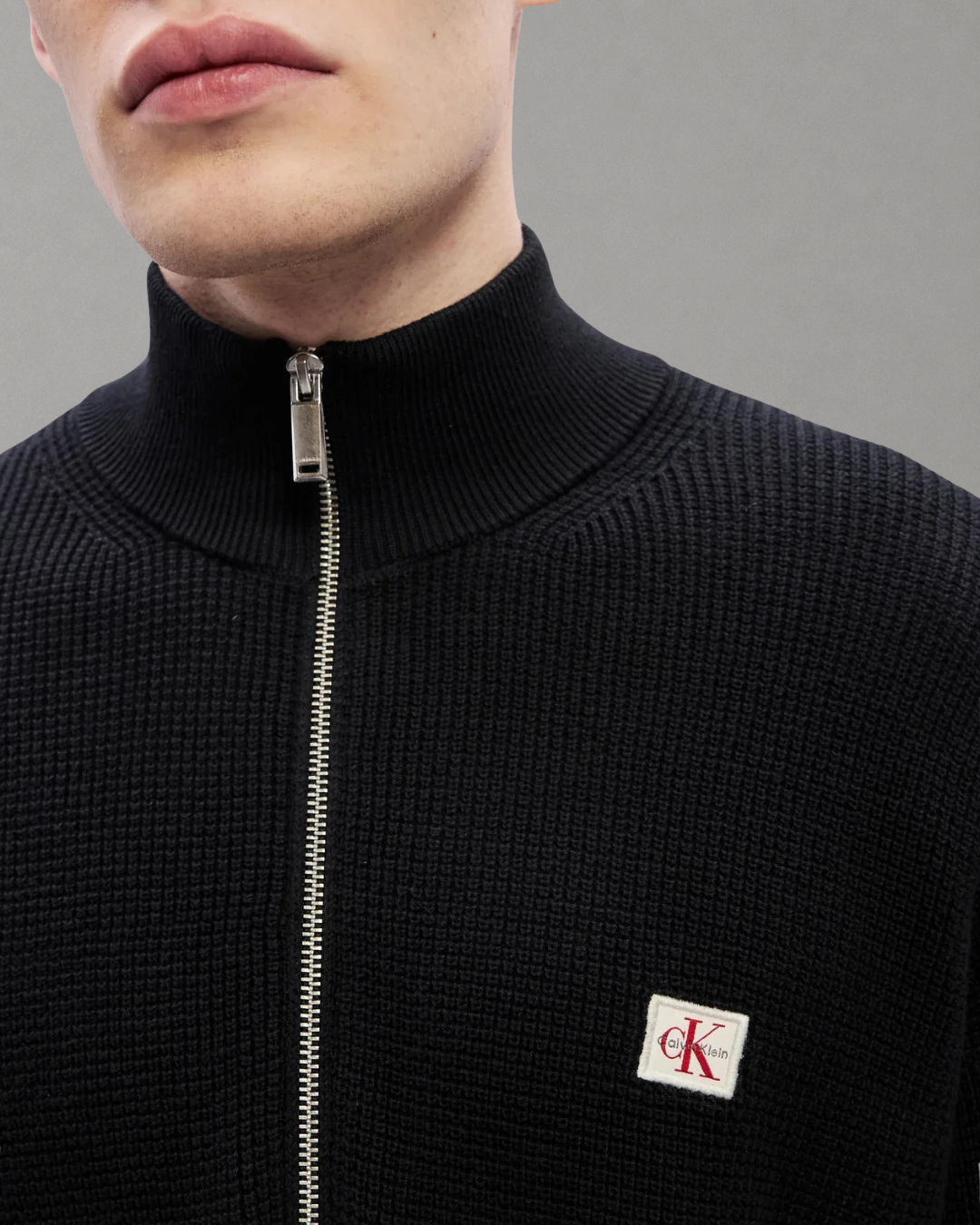Calvin Klein Jeans - LS EZ Cotton Waffle Quarter Zip - Nero